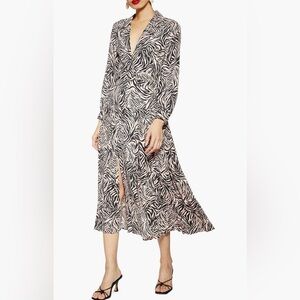 Topshop pink zebra print midi dress size 0
